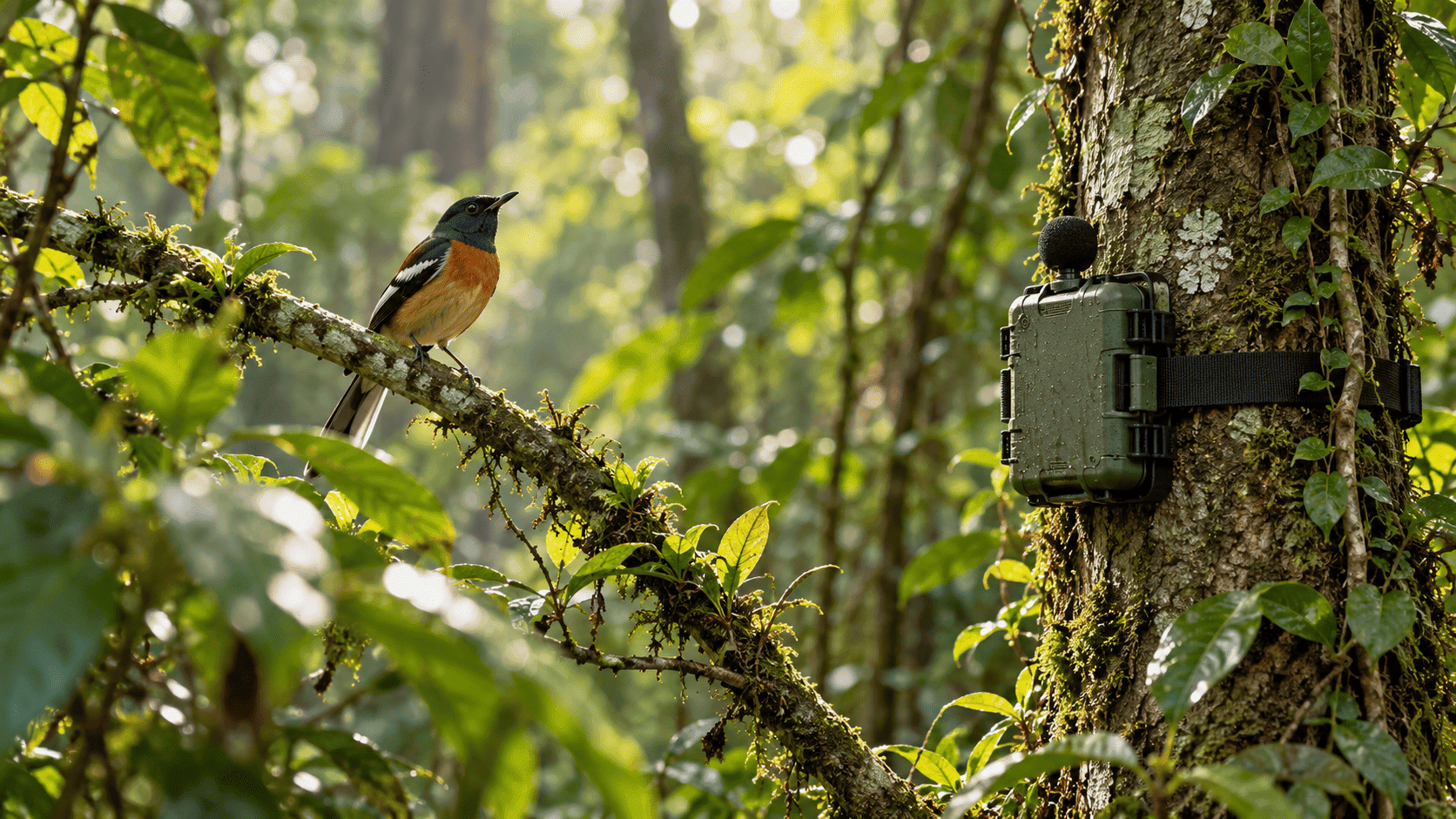Forest scene used for bioacoustic monitoring